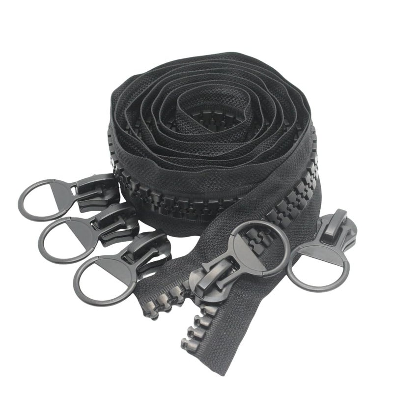 YaHoGa #20 Super Large Plastic Zipper Heavy Duty Zippers by The Yard Bulk 2 Yards + 5pcs Sliders for DIY Sewing Tailor Crafts Bags Tents Boat Cover Canvas (Black 2 Yards) - Image 1